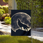 Full Moon Howling Wolf Print House Flag