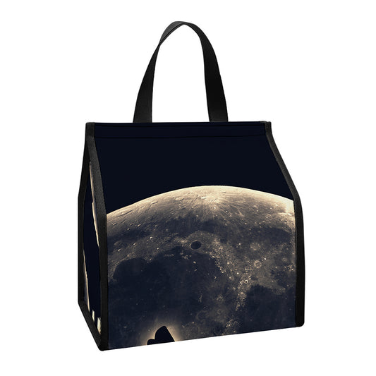 Full Moon Howling Wolf Print Insulated Lunch Tote