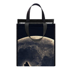 Full Moon Howling Wolf Print Insulated Lunch Tote
