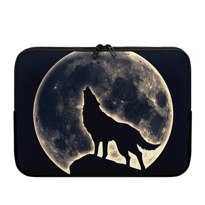 Full Moon Howling Wolf Print Laptop Sleeve