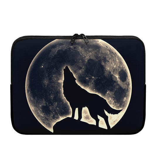 Full Moon Howling Wolf Print Laptop Sleeve