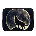 Full Moon Howling Wolf Print Laptop Sleeve
