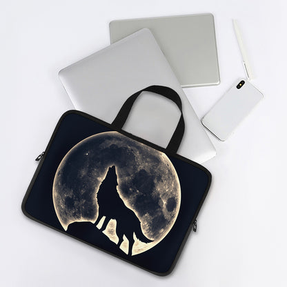 Full Moon Howling Wolf Print Laptop Sleeve With Handle