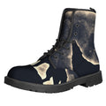 Full Moon Howling Wolf Print Lace-Up Boots