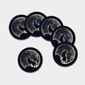 Full Moon Howling Wolf Print Leather Coaster Set
