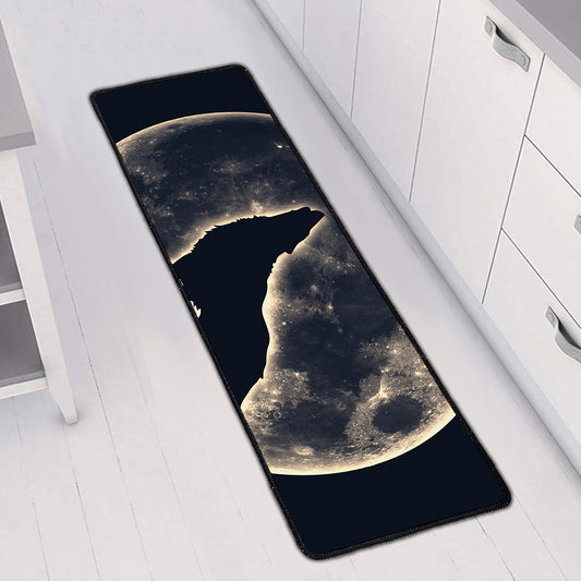 Full Moon Howling Wolf Print Long Kitchen Mat