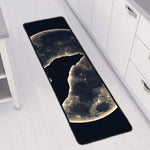 Full Moon Howling Wolf Print Long Kitchen Mat