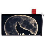 Full Moon Howling Wolf Print Mailbox Cover