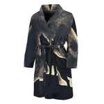 Full Moon Howling Wolf Print Men's Bathrobe