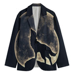 Full Moon Howling Wolf Print Men's Blazer