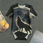 Full Moon Howling Wolf Print Men's Bodysuit
