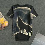 Full Moon Howling Wolf Print Men's Bodysuit