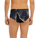 Full Moon Howling Wolf Print Men's Briefs