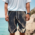 Full Moon Howling Wolf Print Men's Cargo Shorts
