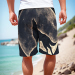 Full Moon Howling Wolf Print Men's Cargo Shorts