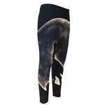 Full Moon Howling Wolf Print Men's Compression Pants
