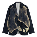 Full Moon Howling Wolf Print Men's Cotton Blazer