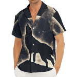 Full Moon Howling Wolf Print Men's Deep V-Neck Shirt