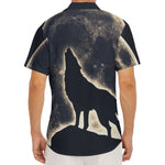 Full Moon Howling Wolf Print Men's Deep V-Neck Shirt