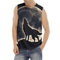 Full Moon Howling Wolf Print Men's Fitness Tank Top