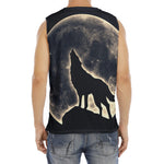 Full Moon Howling Wolf Print Men's Fitness Tank Top