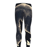 Full Moon Howling Wolf Print Men's leggings