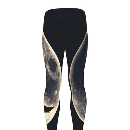 Full Moon Howling Wolf Print Men's leggings