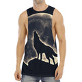 Full Moon Howling Wolf Print Men's Muscle Tank Top