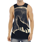 Full Moon Howling Wolf Print Men's Muscle Tank Top