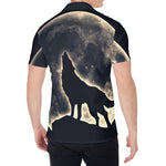 Full Moon Howling Wolf Print Men's Shirt