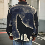 Full Moon Howling Wolf Print Men's Shirt Jacket