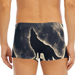 Full Moon Howling Wolf Print Men's Short Boxer Briefs
