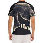 Full Moon Howling Wolf Print Men's Short Sleeve Rash Guard