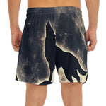 Full Moon Howling Wolf Print Men's Split Running Shorts