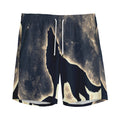 Full Moon Howling Wolf Print Men's Athletic Shorts