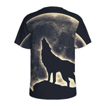 Full Moon Howling Wolf Print Men's Sports T-Shirt