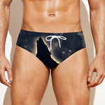 Full Moon Howling Wolf Print Men's Swim Briefs
