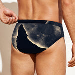 Full Moon Howling Wolf Print Men's Swim Briefs
