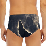 Full Moon Howling Wolf Print Men's Triangle Swim Briefs