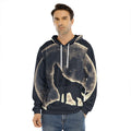 Full Moon Howling Wolf Print Men's Velvet Pullover Hoodie