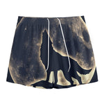 Full Moon Howling Wolf Print Mesh Shorts