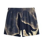 Full Moon Howling Wolf Print Mesh Shorts