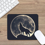 Full Moon Howling Wolf Print Mouse Pad