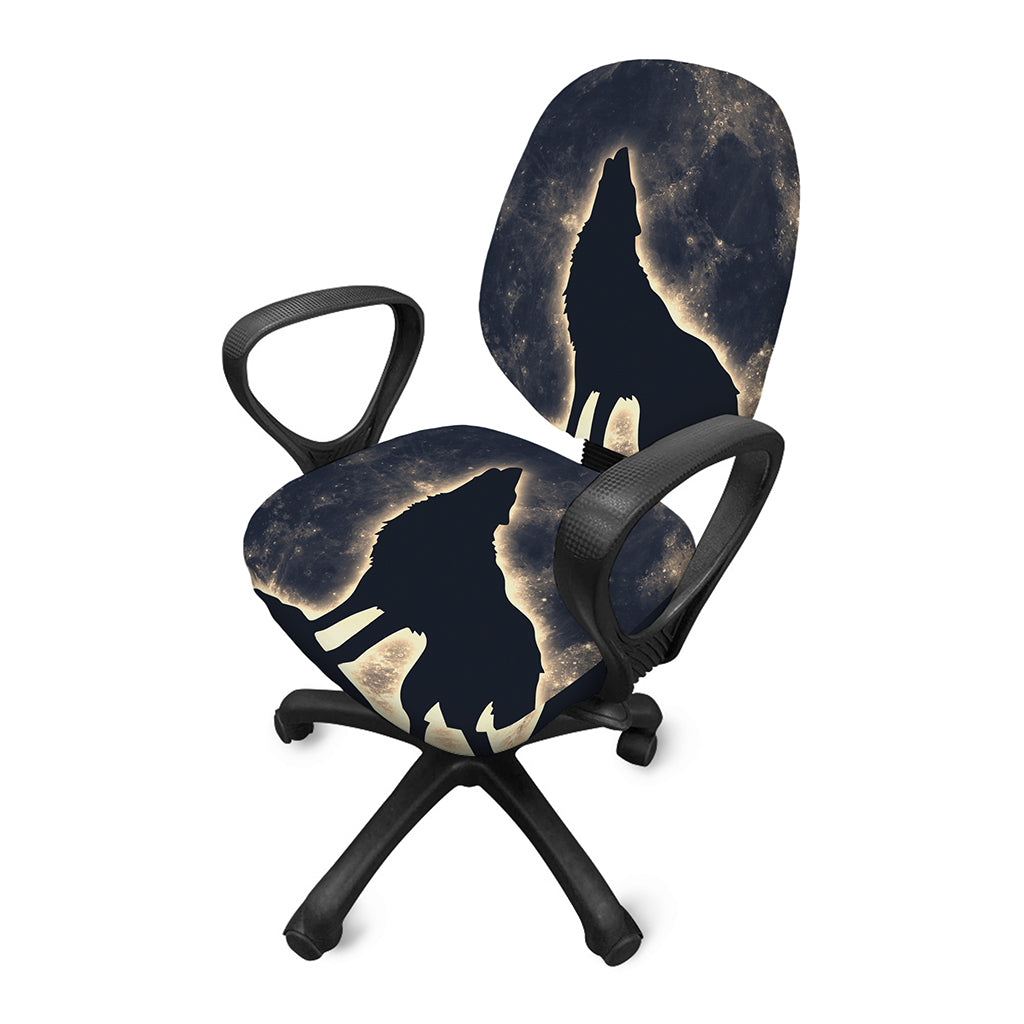 Full Moon Howling Wolf Print Office Chair Cover