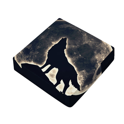 Full Moon Howling Wolf Print Outdoor Seat Cushion Cover