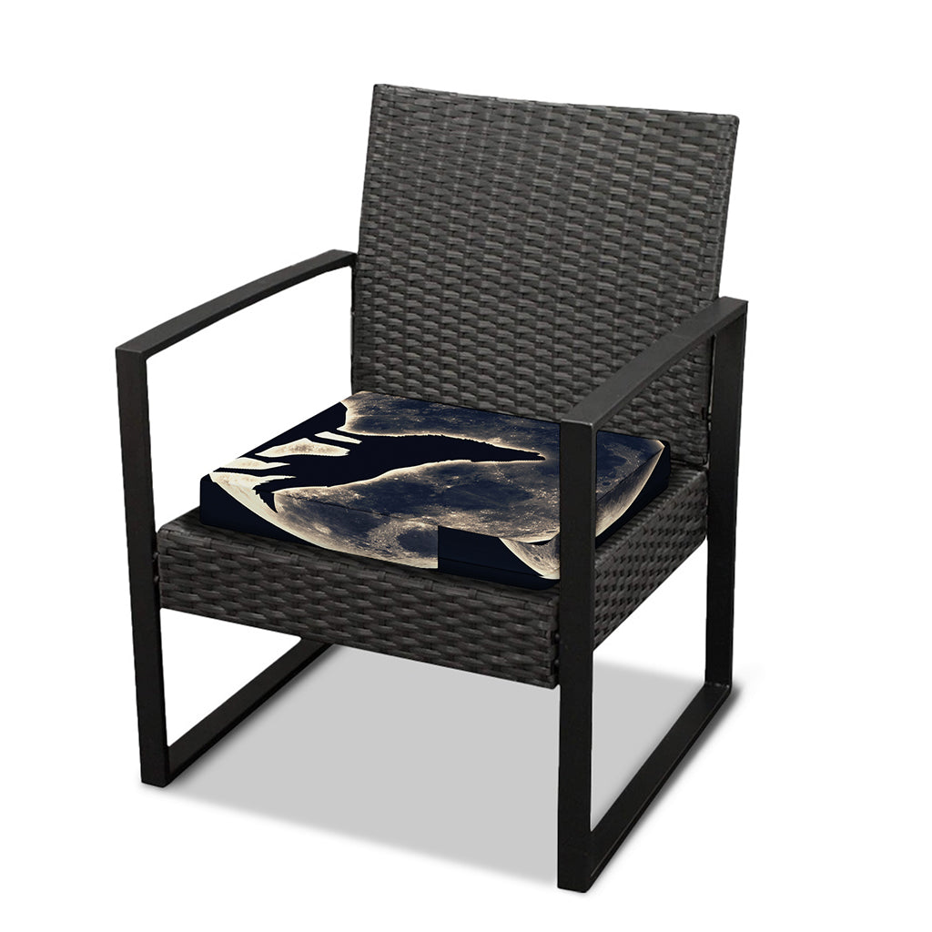 Full Moon Howling Wolf Print Outdoor Seat Cushion Cover