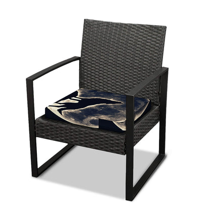 Full Moon Howling Wolf Print Outdoor Seat Cushion Cover
