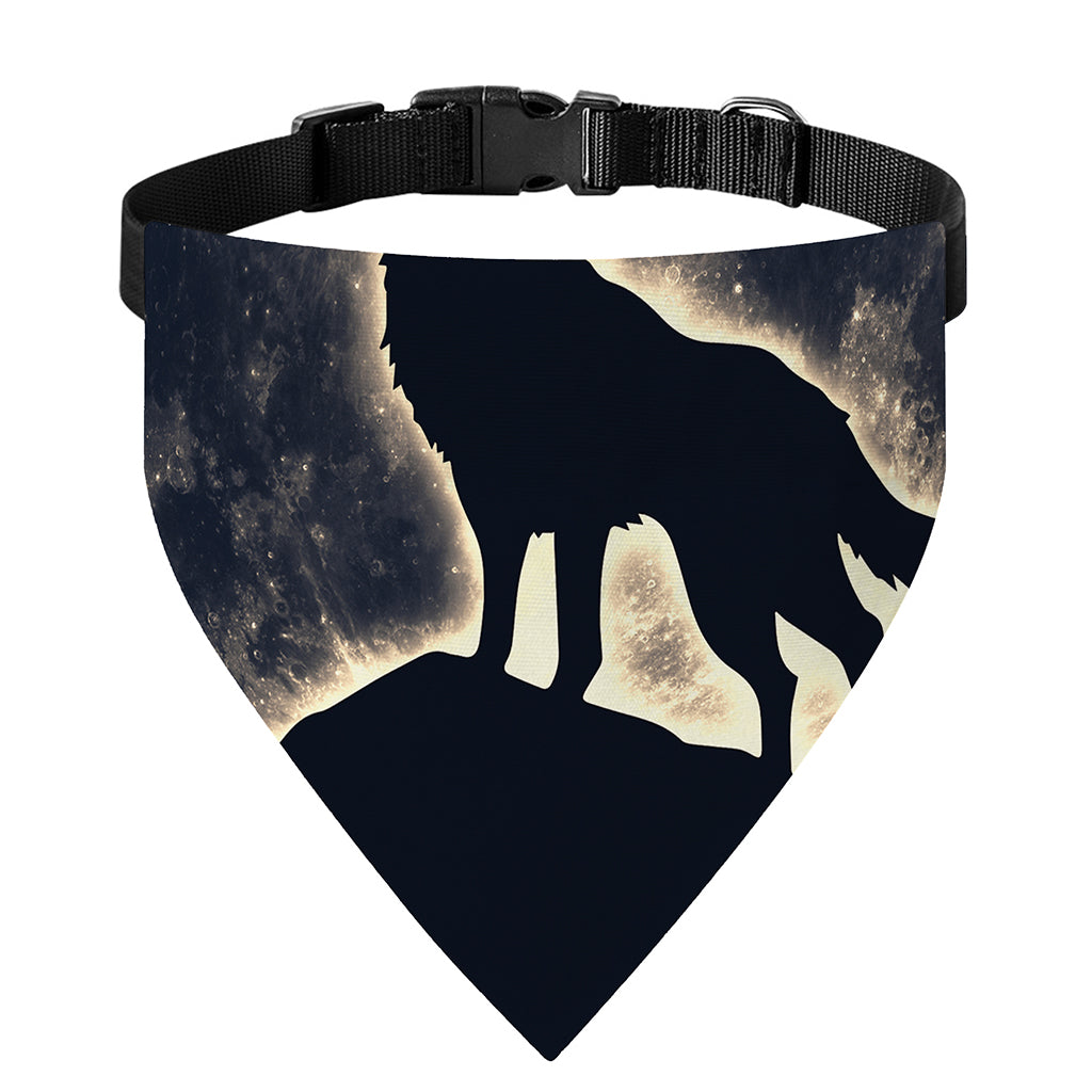 Full Moon Howling Wolf Print Over The Collar Dog Bandana