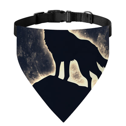 Full Moon Howling Wolf Print Over The Collar Dog Bandana