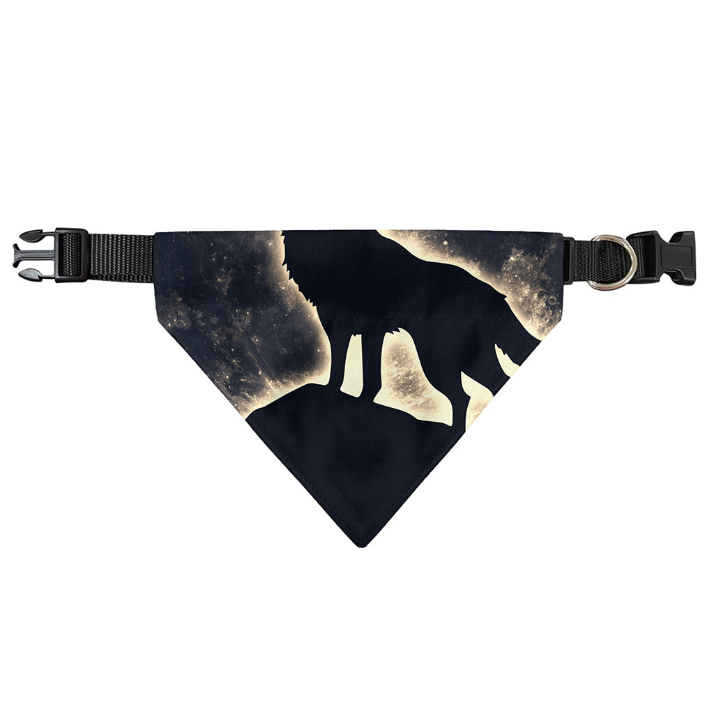 Full Moon Howling Wolf Print Over The Collar Dog Bandana